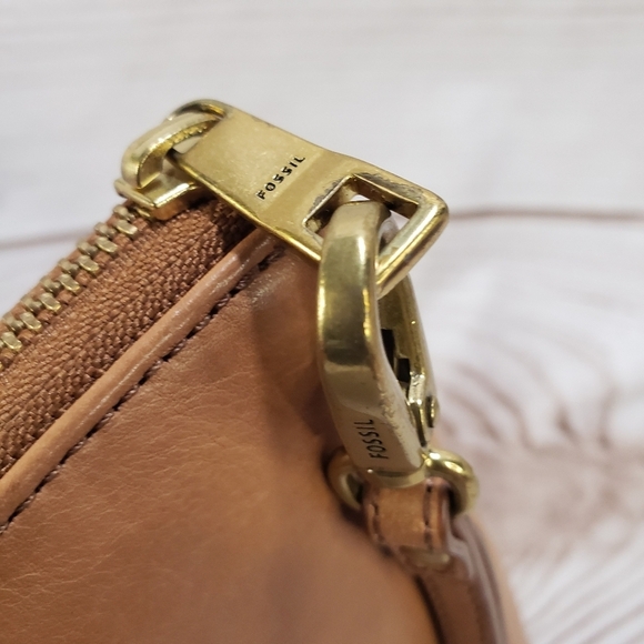Fossil Boho Fall Leaves Camel Brown Leather Zip Wallet Wristlet READ 8" 2016 - Picture 5 of 15